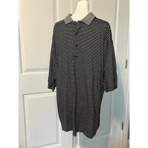 Nicklaus Golf Polo Shirt Men XL Black White Striped Cotton Short Sleeve